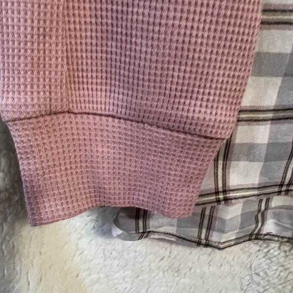 Peach Love California Pink and Gray Plaid Button Down Shirt - Picture 3 of 5